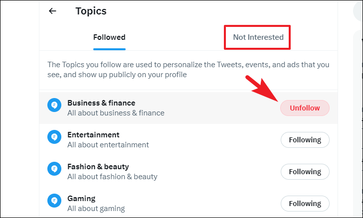 Turn off Twitter Interests (Suggested Topics to follow) 