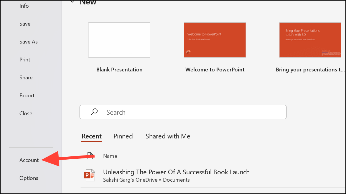 new presentation button