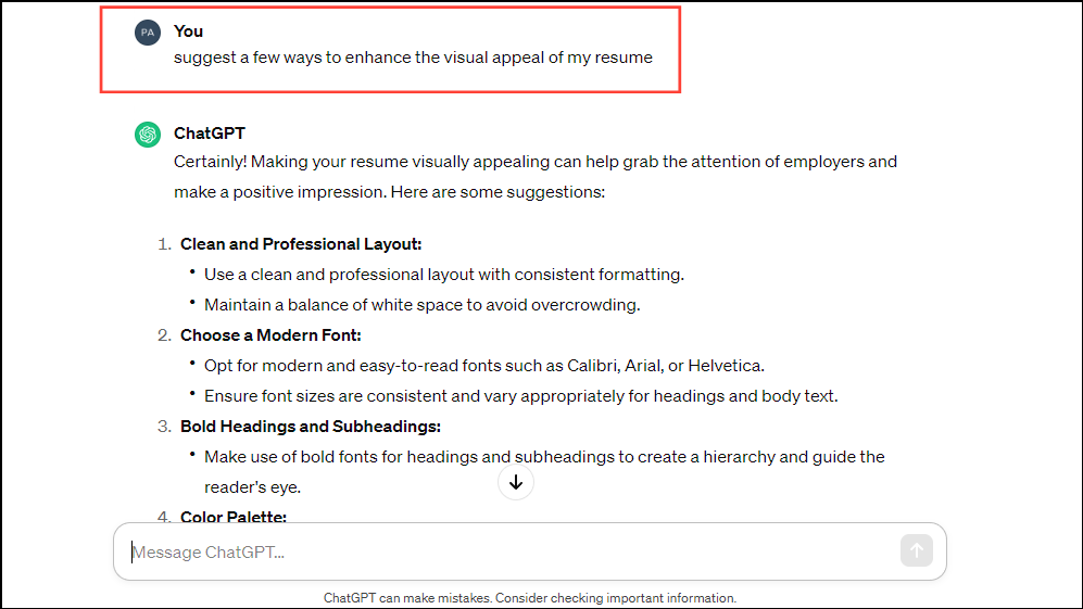 how to make a resume using chatgpt