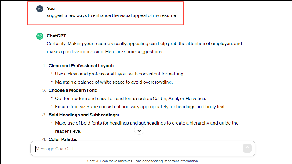 how to build a resume on chatgpt