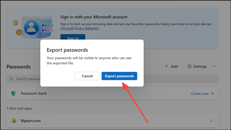 How To Export Passwords From Edge Wallet