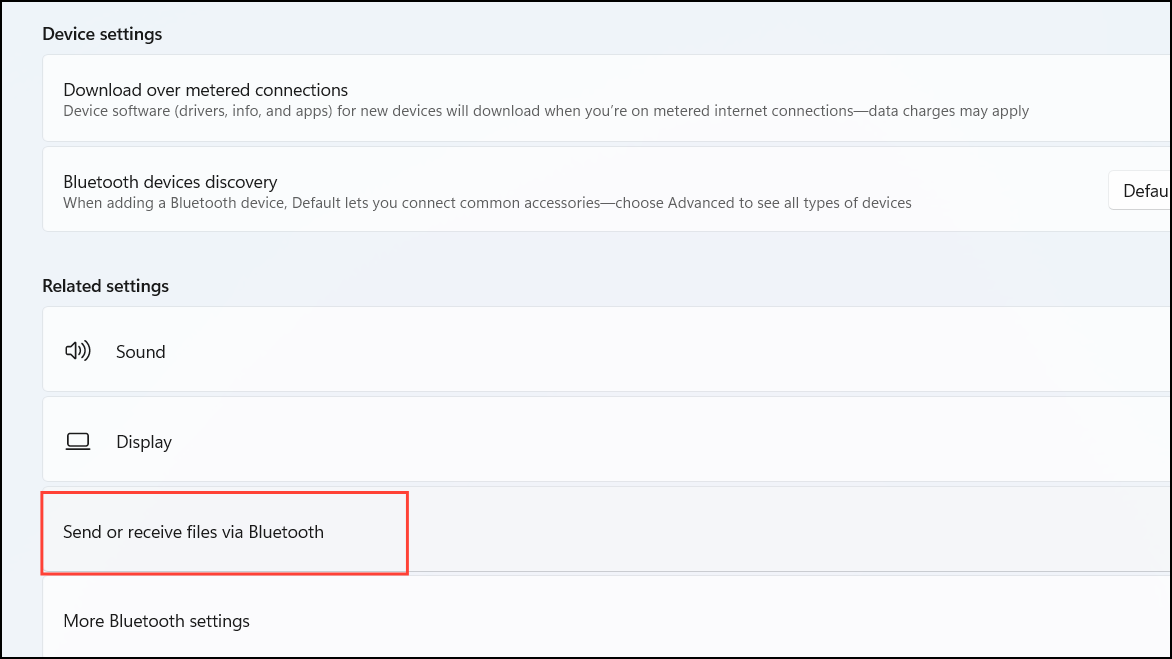 Related settings in Bluetooth & devices