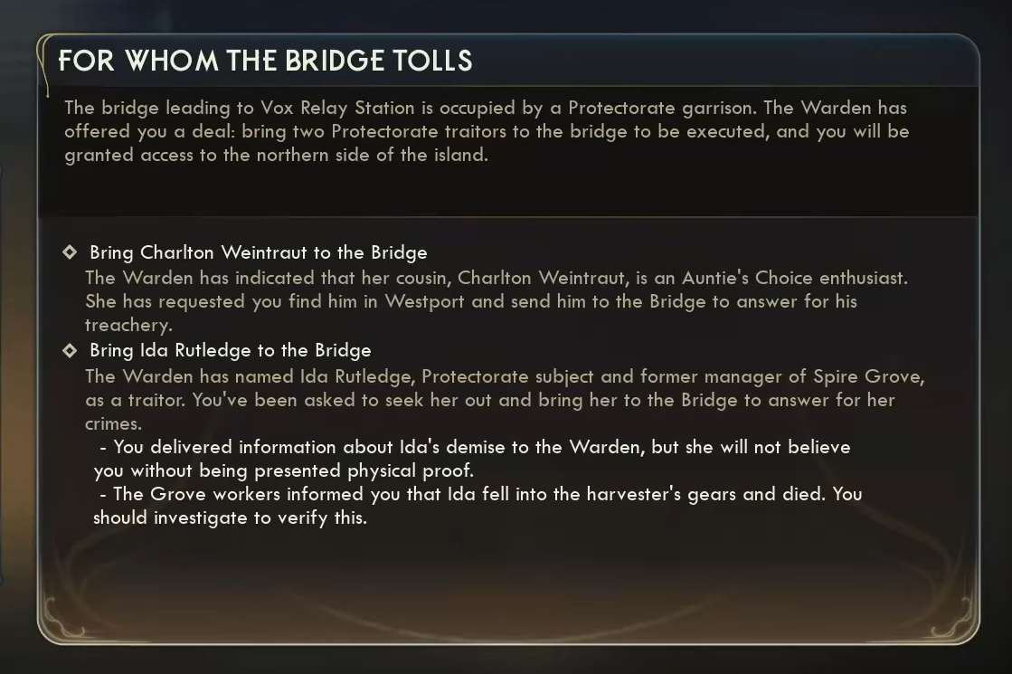 The Outer Worlds 2 — For Whom the Bridge Tolls walkthrough