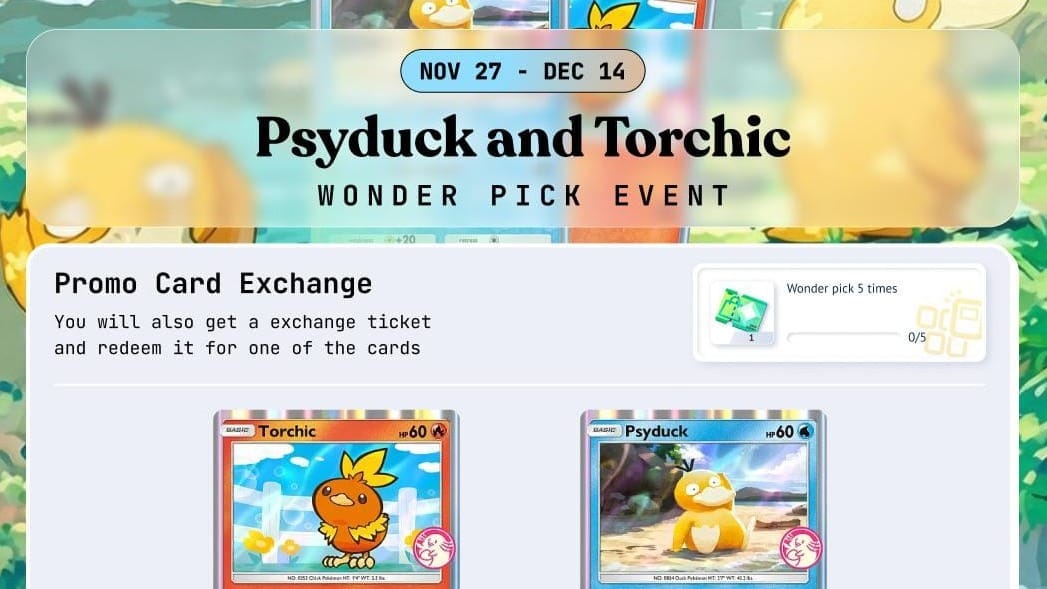 Pokémon TCG Pocket Psyduck & Torchic Wonder Pick event guide