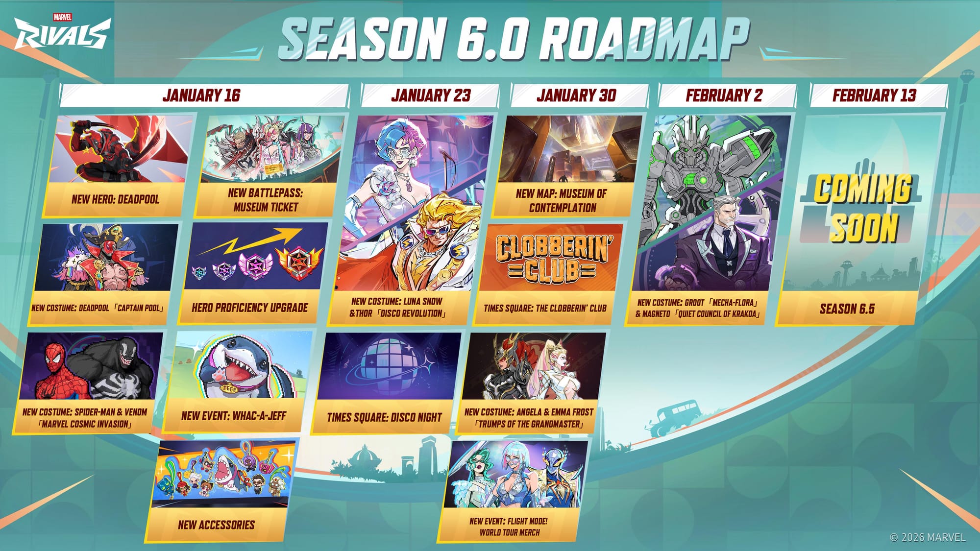 Marvel Rivals Season 6 roadmap and calendar (Season 6.0 and 6.5)