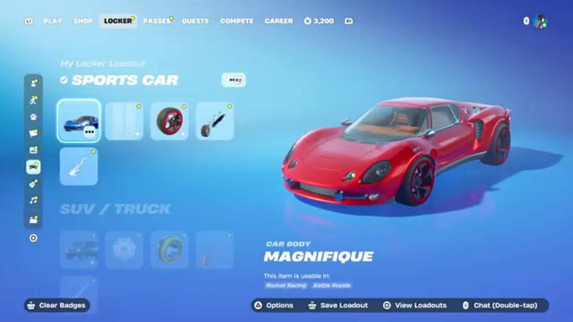 The narrator switches applications on the console dashboard and launches the game "Rocket League.