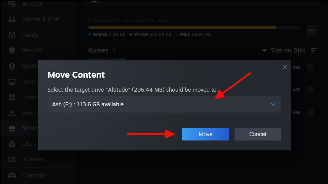 How to move a steam game to another drive