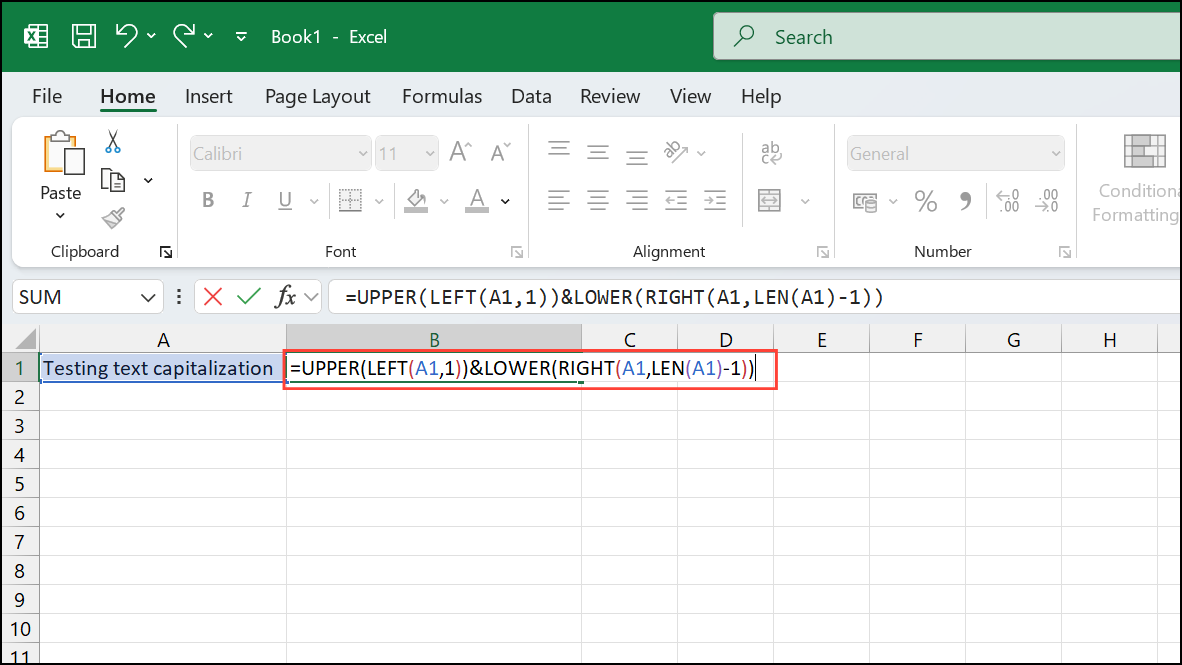 How to Capitalize the First Letter of a Text String in Excel