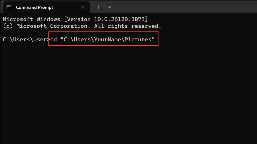 Open Folder or File Using Command Prompt in Windows 11