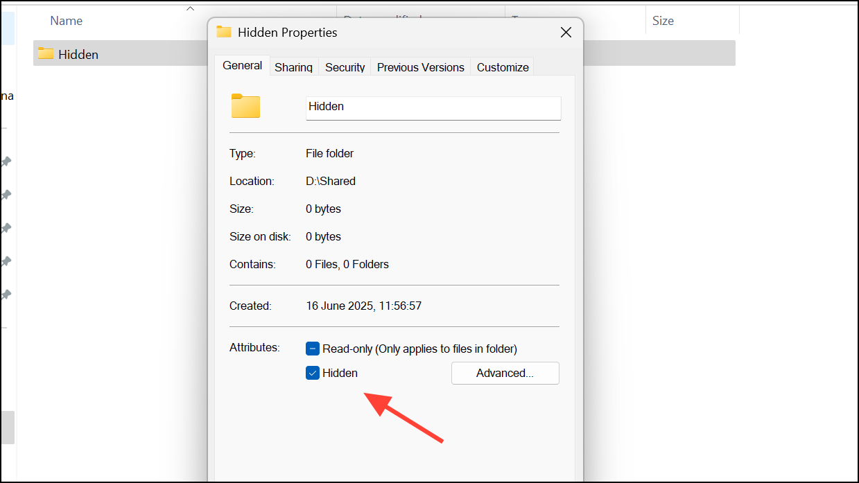 Hide Files and Folders Using a Shortcut on Windows 11