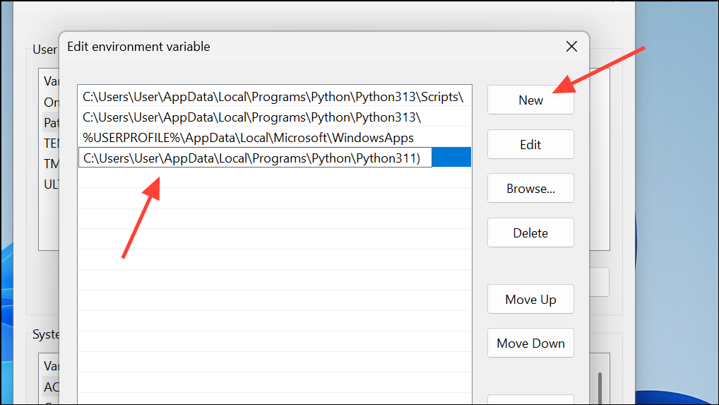 Add Python to PATH on Windows 11