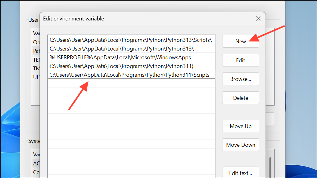 Add Python to PATH on Windows 11