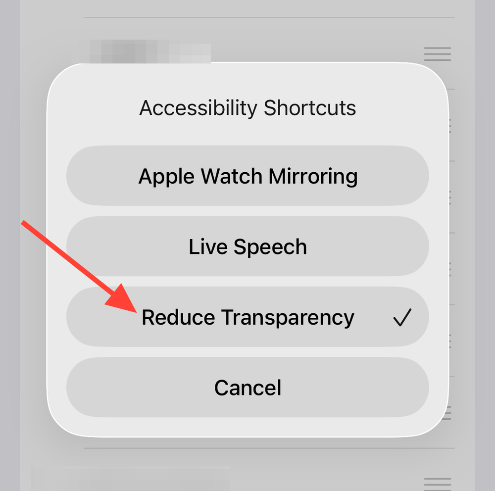 Reduce transparency to change Liquid Glass effects in iOS 26