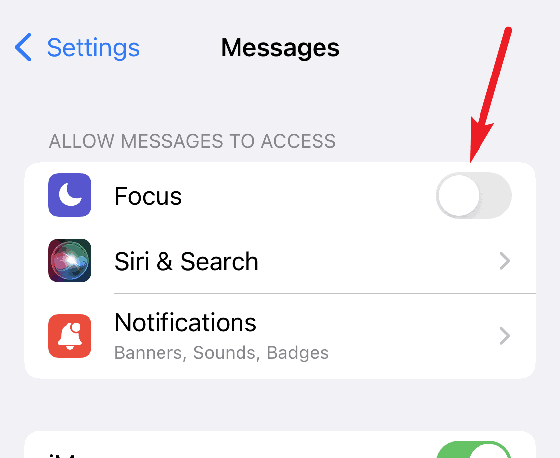 What is Share Focus Status in iMessage on iPhone?