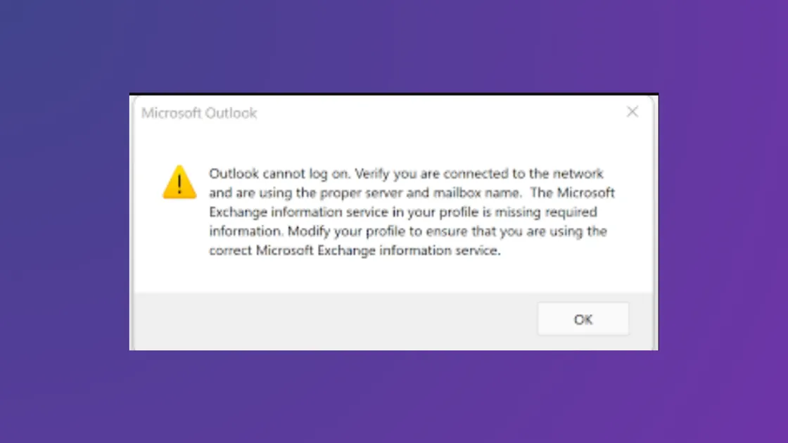 How to Fix Outlook Cannot Log On Verify You Are Connected to the Network Error