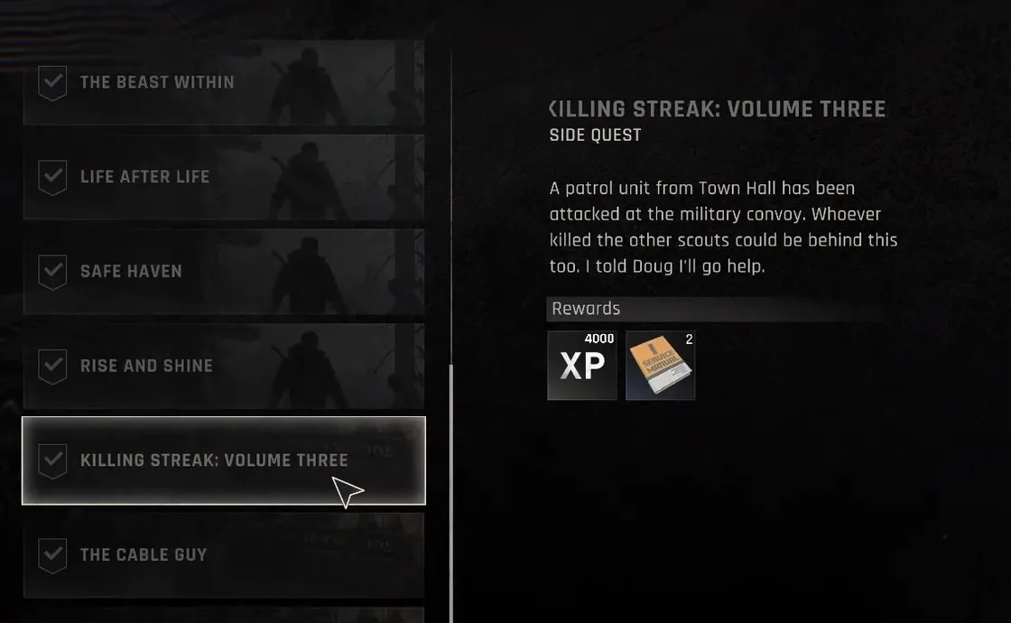 Dying Light: The Beast — Killing Streak Volume Three walkthrough