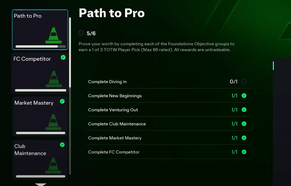 EA Sports FC 26 Path to Pro bug — when “Diving In” won’t complete