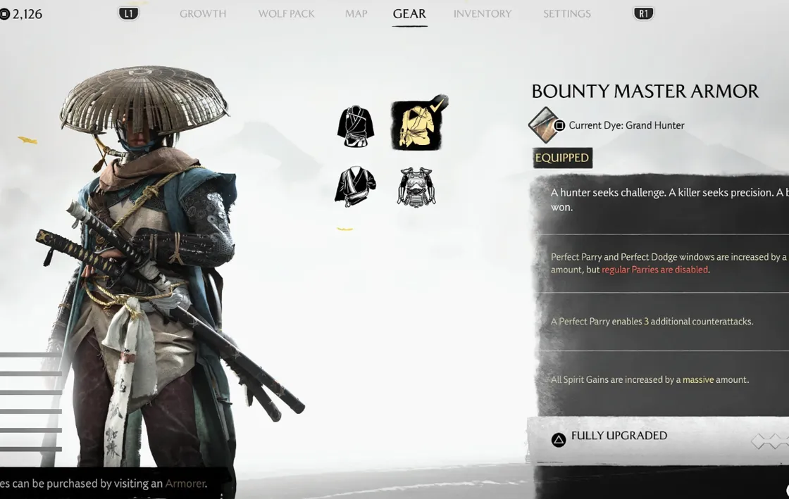 Ghost of Yotei’s Bounty Master armor — unlock steps, effects, and upgrades