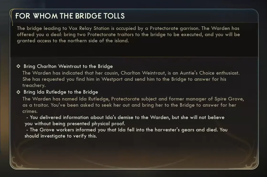 The Outer Worlds 2 — For Whom the Bridge Tolls walkthrough