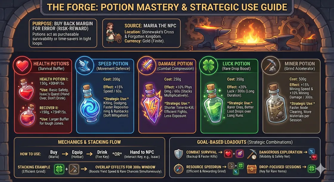Every potion in Roblox The Forge and how to use them well