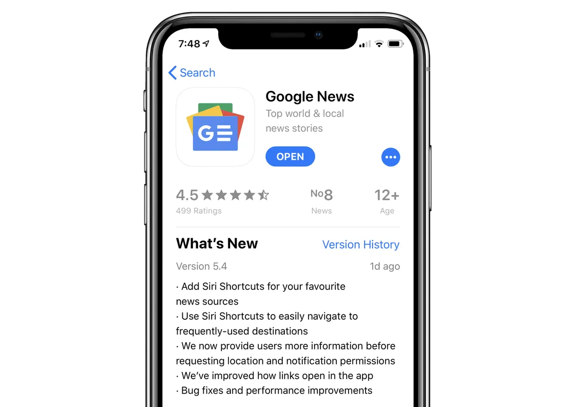 Siri Shortcuts now available in Google News iOS app