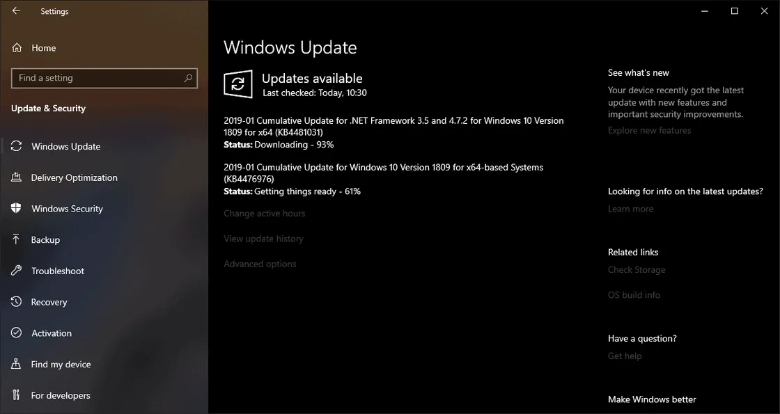 [Download KB4476976] Microsoft releases an update for Windows 10 version 1809 with build 17763.292