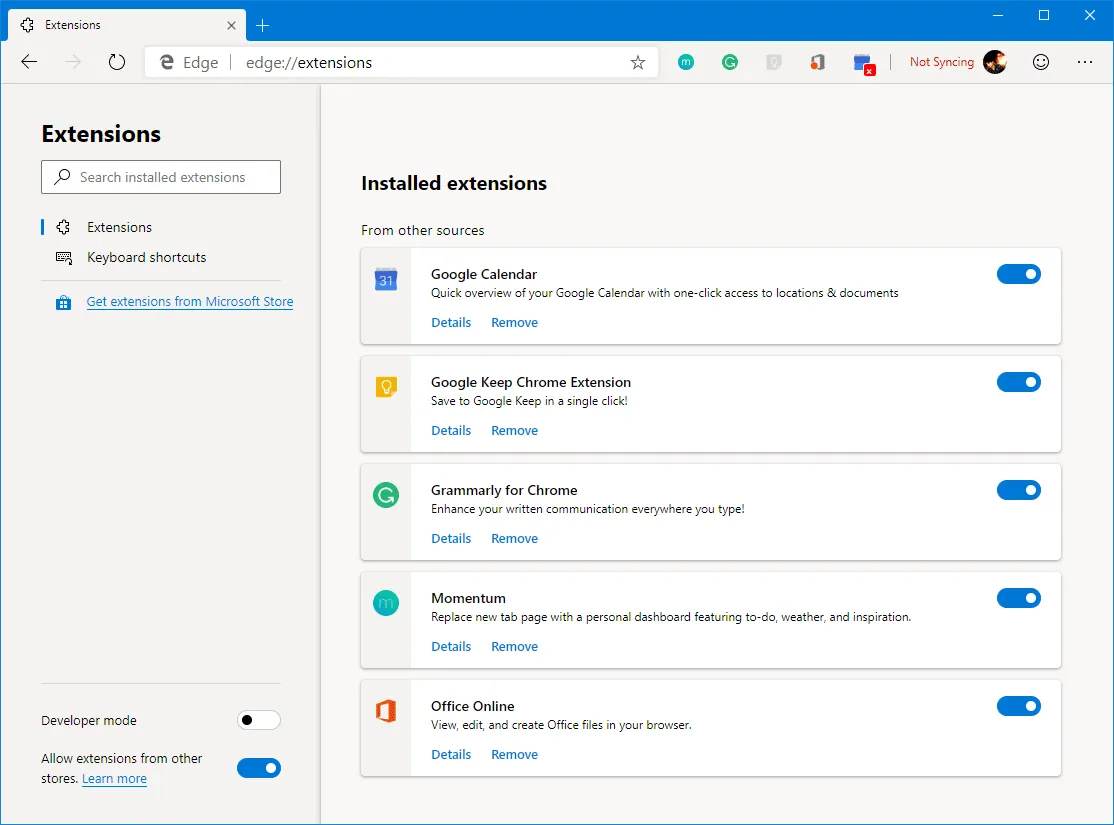How to install Chrome Extensions on Microsoft Edge from Chrome Web Store