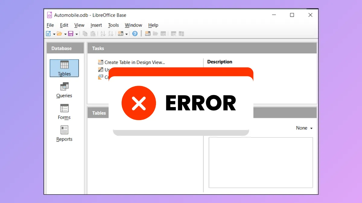How to Fix LibreOffice Base: The Document Could Not Be Opened Error at ./connectivity/source/commontools/dbexception.cxx:179