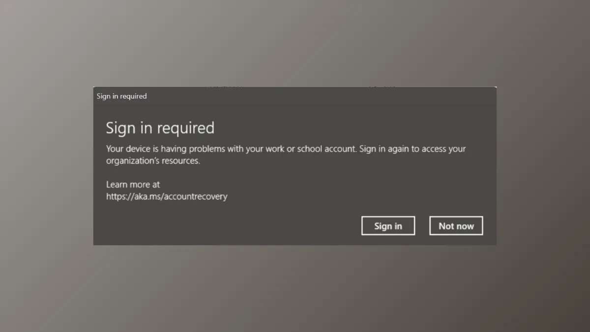 How to Fix "Sign In Required – Your Device Is Having Problems With Your Work or School Account" Error on Windows 11