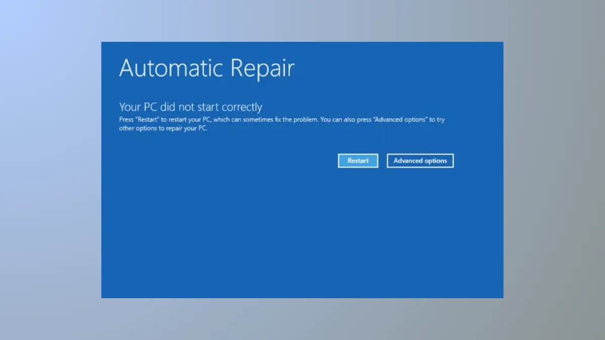 How to Fix “Your PC Did Not Start Correctly” Error in Windows 11