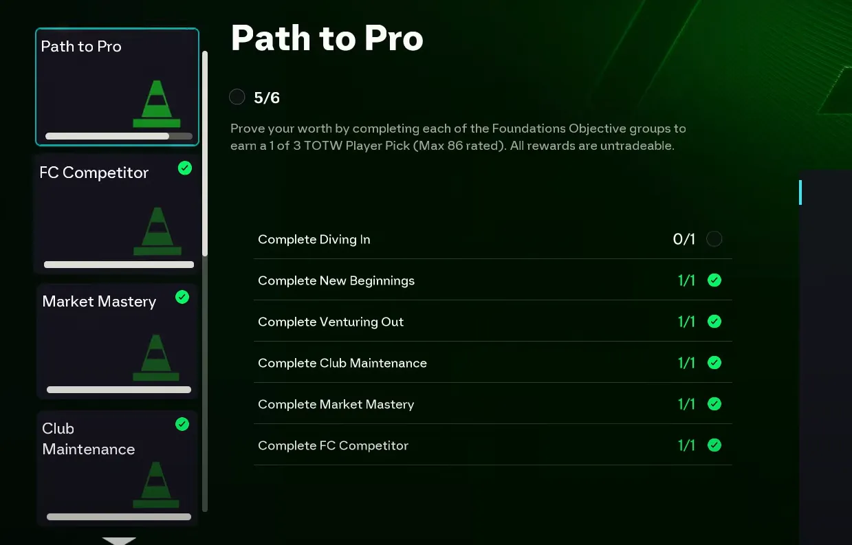 EA Sports FC 26 Path to Pro bug — when “Diving In” won’t complete