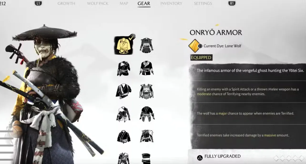 Ghost of Yotei Onryo armor — how upgrades really work, no armorer needed
