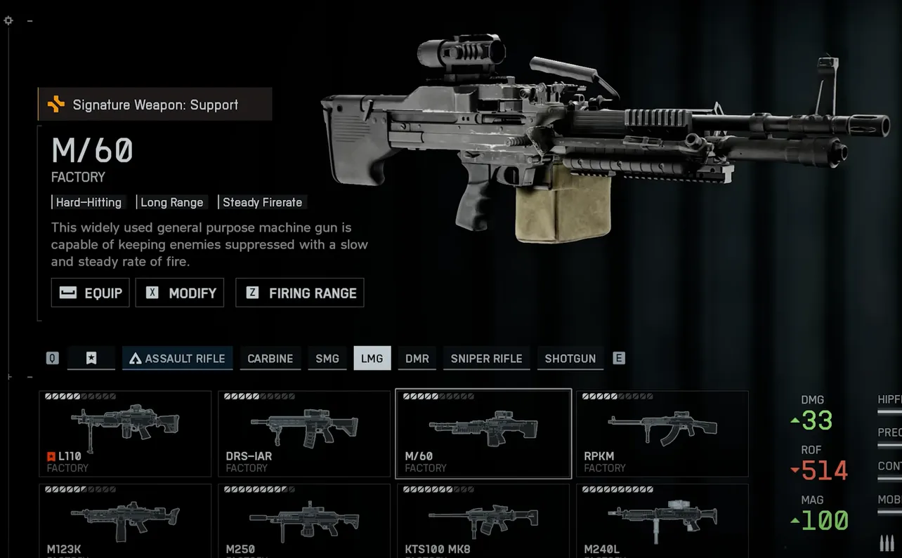 Battlefield 6 M/60 attachments — best agile Support build