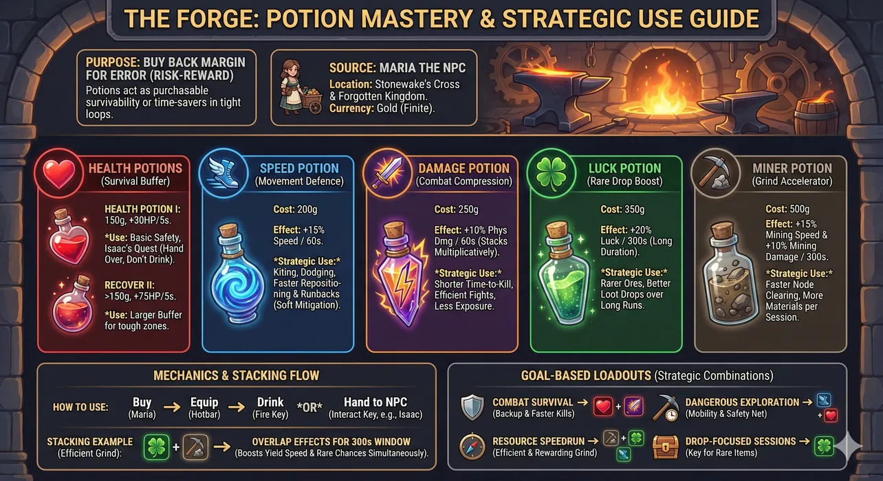 Every potion in Roblox The Forge and how to use them well