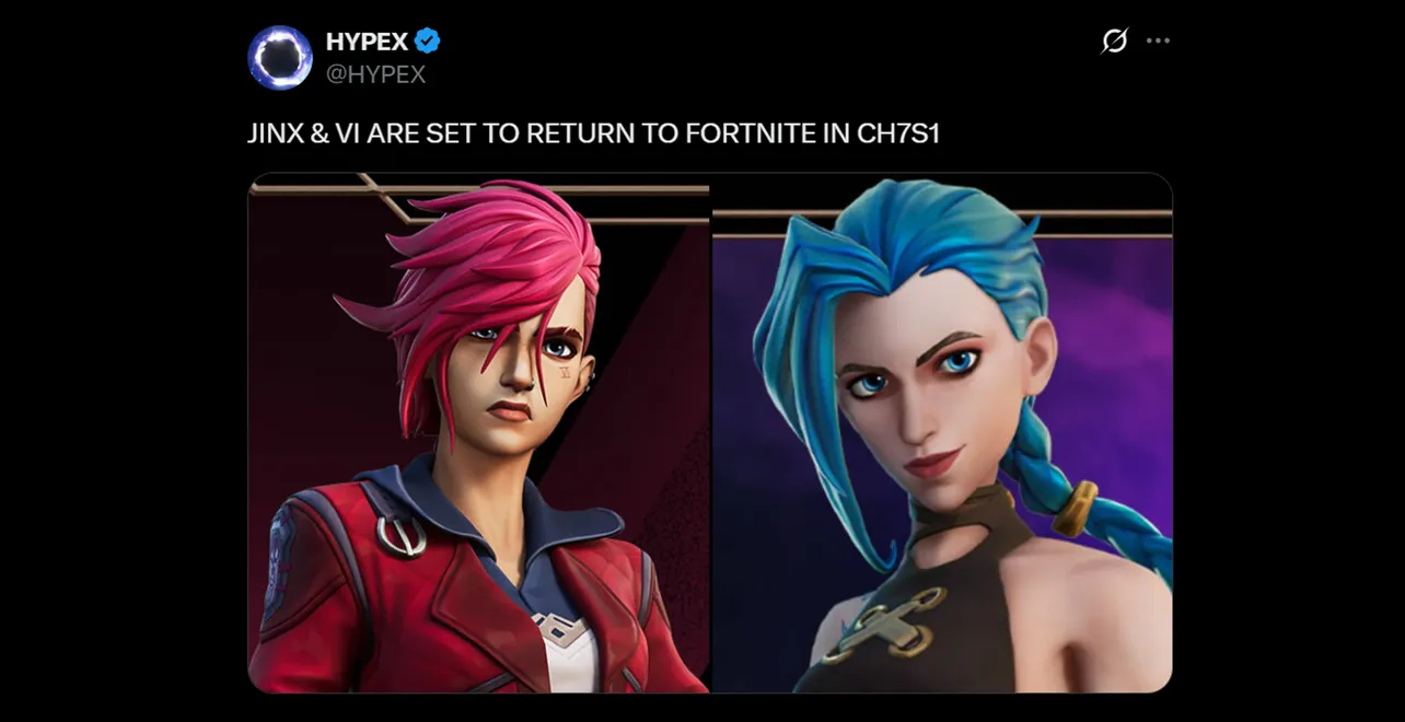 Fortnite’s Arcane Jinx and Vi skins are reportedly coming back in Chapter 7