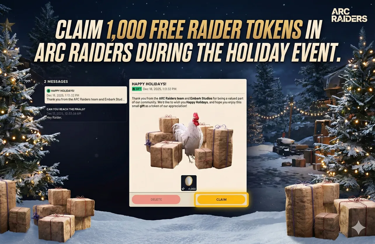 Claim 1,000 free Raider Tokens in ARC Raiders during the holiday event