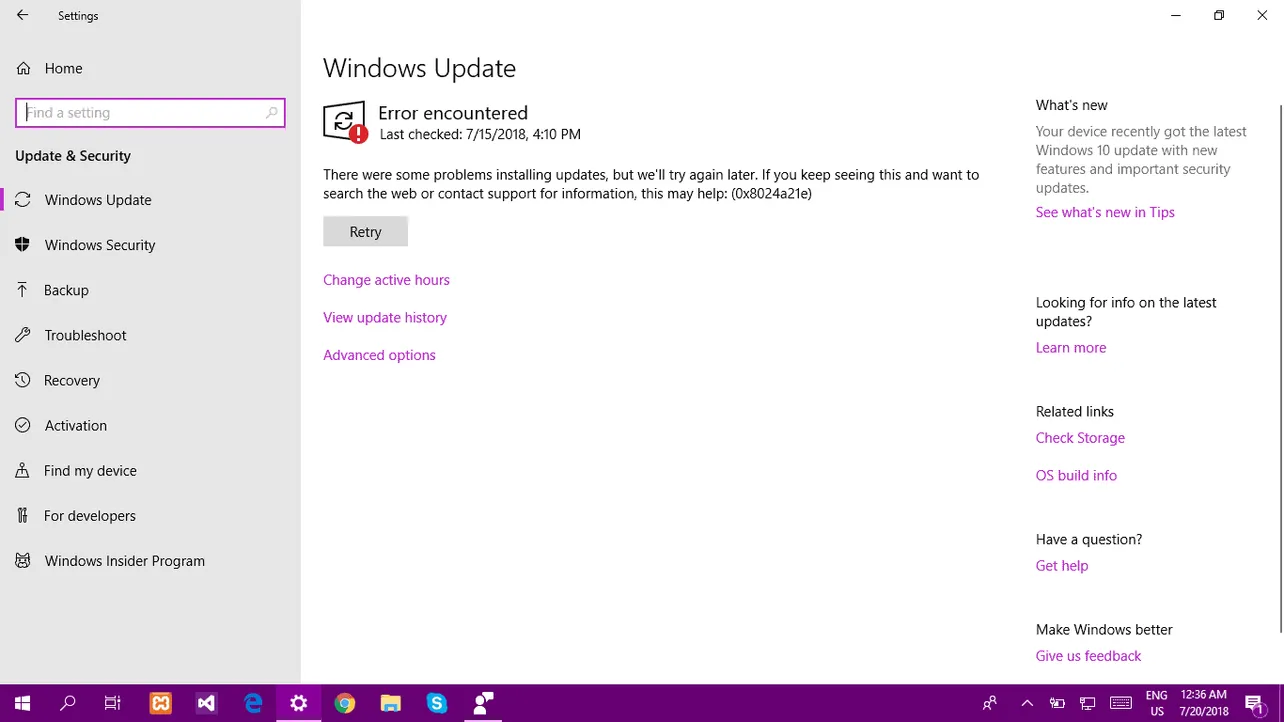 FIX: Windows 10 Update Error (0x8024a21e)