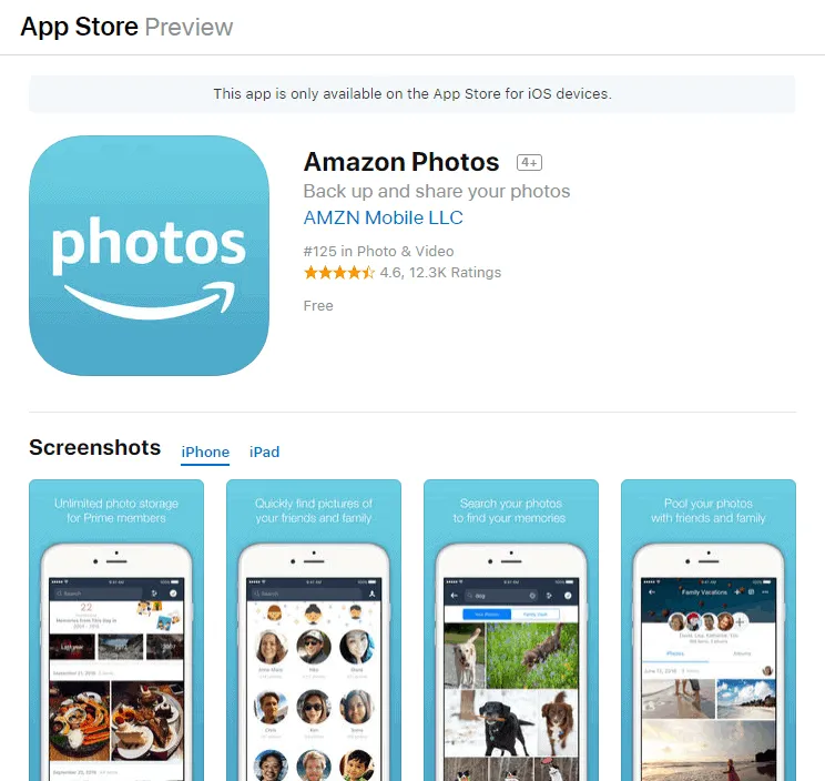 Amazon rebrands Prime Photos to "Amazon Photos" on the App Store