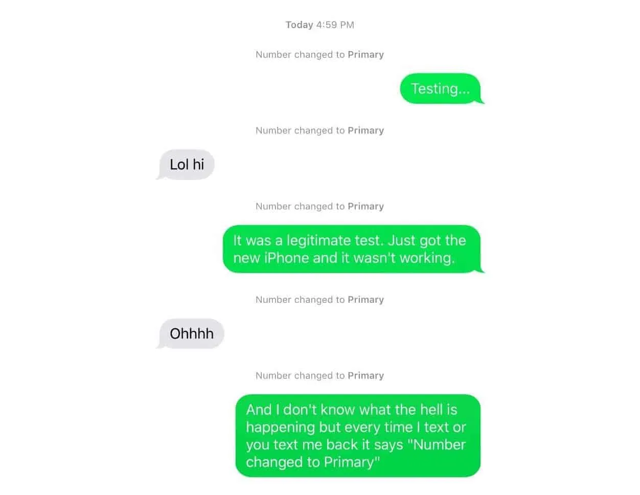 FIX: "Number changed to Primary" label in Messages on iPhone XS and iPhone XR