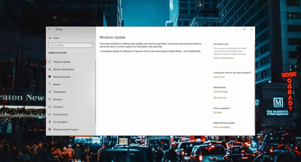 FIX: Error 0x800706ba for Windows 10 version 1803 update (KB4480966)