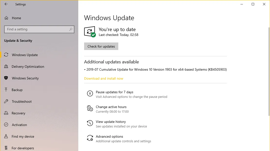 📥 Download KB4505903 Windows 10 1903 update (build 18362.267)