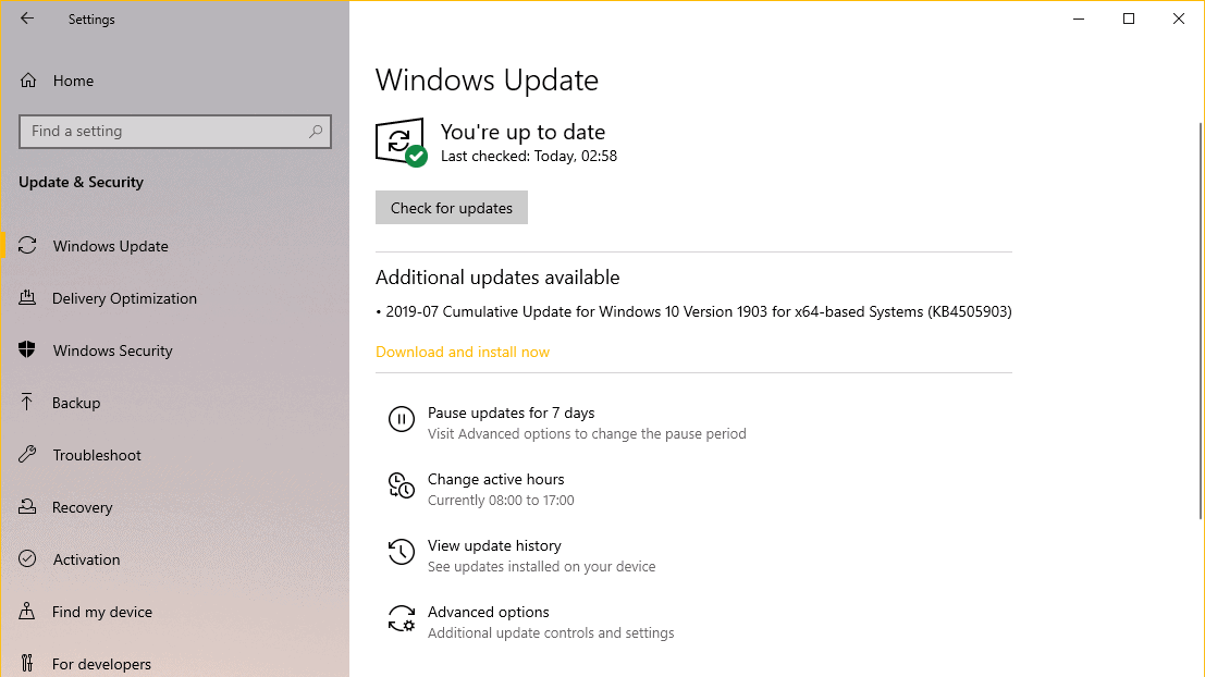 📥 Download KB4505903 Windows 10 1903 update (build 18362.267)