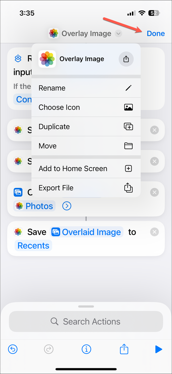 How to overlay images on iPhone with Shortcuts
