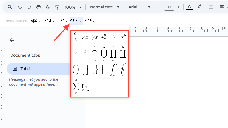 How to type Math equations in Google Docs