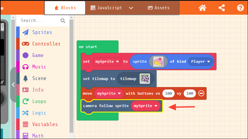 How to make a game on Microsoft MakeCode Arcade