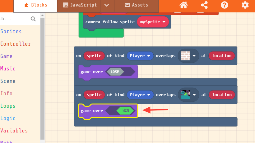 How to make a game on Microsoft MakeCode Arcade