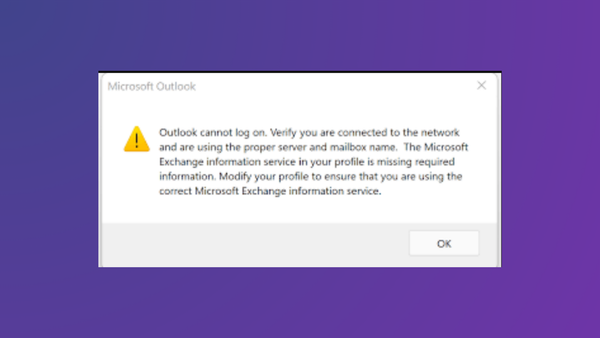 How to Fix Outlook Cannot Log On Verify You Are Connected to the Network Error