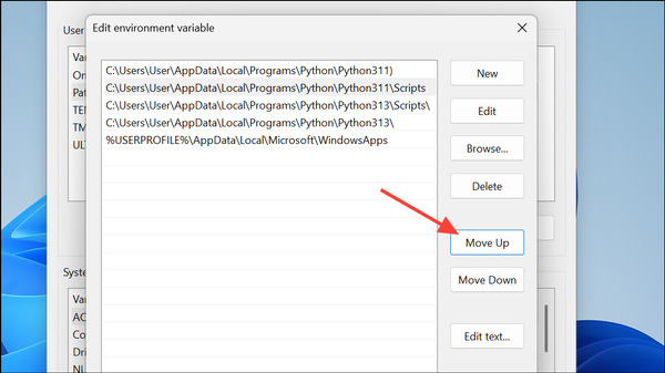 Add Python to PATH on Windows 11