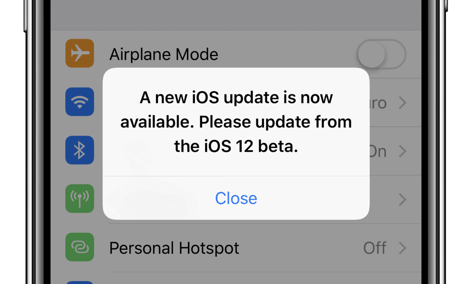 iPhone users receiving "A new iOS update is now available" notification on iOS 12 Beta