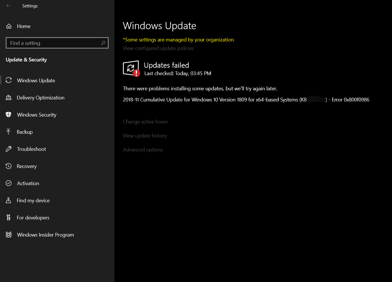 FIX: Windows 10 update (KB4483235) failed to install with error 0x800F0986